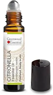 Greenwood Essential Citronella Essential Oil (Cymbopogon nardus) Pre Diluted Ready to Use Roll-on Blend for Aromatherapy and Topical Skin Application for Kids and Adults 10ml (0.33 oz)