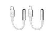 2x Bonelk Long-Life Male USB-C to Female 3.5mm Adapter For Phone MacBook White