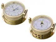 TIDE and TIME CLOCK plus BAROMETER, 116mm BRASS SET, ROYAL MARINER #C622T/C622R
