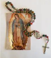 Our Lady of Guadalupe Cord Rosary - Indian Agate 8 - 8.5mm | Drawstring pouch