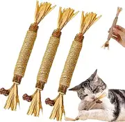 Nylatails Silvervine Dental Stick - Cat Chew Toy, Natural Grass Sticks, Interactive Kitten Teething Toys (3pcs)