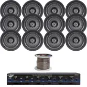 Pyle 6-Channel Speaker Selector,5.25"In-Wall/Ceiling Speakers,100FT Speaker Wire