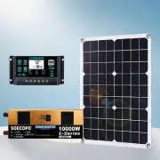 10000W Solar Kit 500W Panel 100A MPPT Controller DC Cable 12V/24V to 220V/110VcI