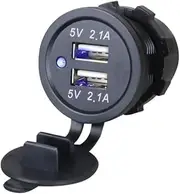 12V USB Outlet, 12V/24V Dual USB Car Socket Charger Charging Ports for Car Motorcycle Cigarette Lighter
