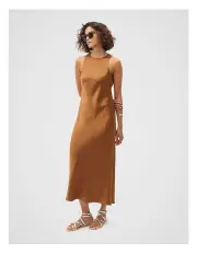 [Seed Heritage] Satin Bias Racer Dress in Cinnamon Spice