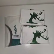 Christmas throw pillow cases 2 Reindeer green grey and white