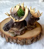 Moose Head Bookends Pair Cabin Country Farmhouse Wild Life Animals Resin Decor