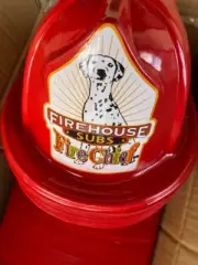 (100 PACK) Firehouse Subs Kid's Red Plastic "Fire Chief" Hat / Fireman Hat (NEW)