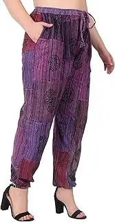 [WEVEZ] Women Cotton Bohemian Vintage Yoga Ethnic Print Patchwork Harem Pants