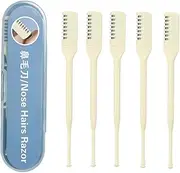 Nose Hair Cutting Tool - 5-Piece Double-Sided Nasal Hair Removal Tools with Ear Picker | Grooming Supplies for Travel, College Dorm, Home, Business Trips