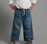 New One Teaspoon Bonnie Wide Leg Pant Girls 5-6 Blue Ranch Jeans Elastic Waist