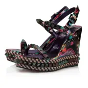 Christian Louboutin Pyraclou 110 Black Starlight Platform Wedge Sandal Heel 42