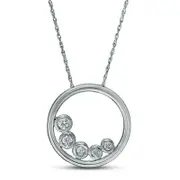 0.25 CT. T.W. Natural Diamond Offset Open Circle Pendant in 10K White Gold