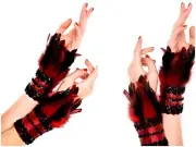 Firebird Phoenix Feather Wrist Arm Cuffs Drag Red Devil Costume Bracelet