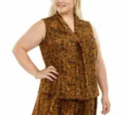 BAR III Womens Plus Size Snake Print V-neck Blouse Top and Skirt Set Size 1X NWT