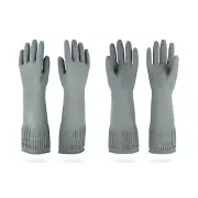 MAMISON 2 Pairs Rubber GlovesGrey M - Long Rubber Gloves Dishwashing Gloves