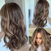 Brazilian Remy Human Hair 5x5 Closure 13x4 Lace Front Wig Wavy Multi-color Wig with Baby Hair Highlighted / Balayage Hair 100% Virgin Glueless Pre-Plucked For