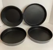 Set 4- Non-Stick Carbon Steel Baking Pans 10" Tart 2-9" Cake Pans 1- 9" Pie