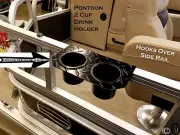 Pontoon Boat Powder Coated Diamond Plate 2 Cup Drink Holder Fits 1-1/4 Side Rail
