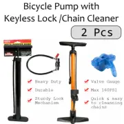 High Pressure Bicycle Tool Air Pump Gauge with Combination Lock / Chain Cleaner