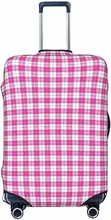 [CADREWY] Pink Plaid Print Travel Suitcase Cover Luggage Protector with Elastic Anti Scratch for Carry On, Black, Small