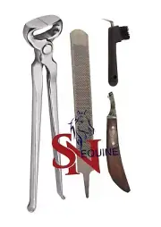 4-Piece Groom Hoof Care Trim Tool Kit, Horse Farrier Tool