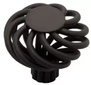 1-3/8" Forged Iron Collection Bird Cage Flat Top Wire Knob Flat Black