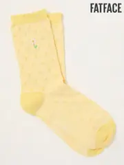 FatFace Yellow Embroidered Socks (AT9305) | $17