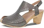 [Dansko] Teagan Stylish Peep Toe Sandal for Women - Quality Leathers with Laser Cut Details and a Heel for a Classy, All-Day Look - Cushioned, Contoured Footbed for All-Day Comfort