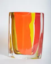 NIB Venini Fiji Glass Vase 794.00 $4340 33x19cm orange yellow red clear flashed
