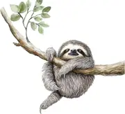 2 Sheets Little Sloth Wall Decal Nursery Animal Wall Sticker Removable Peel and Stick Wall Art Decor Stickers for Classroom Living Room Playing Room B