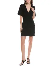 GANNI Textured Ruched Front Mini Dress