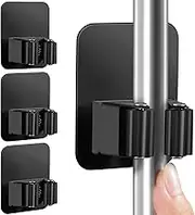 DOMAXCAI 4 Pack Broom Holder Wall Mount, Improved Super Anti-Slip Mop and Broom Holder Wall Mount, Broom Hanger Gripper for Kitchen, Bathroom, Closet, Garden Garage, Black