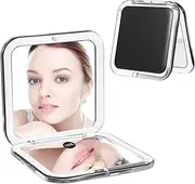 Nogeqi Folding Travel Mirror, Compact Mirror with 15x Magnification, 8.4 cm Mini Mirror, Portable Folding Mirror, Square, Double-Sided Makeup Mirror for Purses, Handbag Bag (Black)