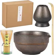 5 Pcs Matcha Set Practical Matcha Whisk Set Includes Matcha Bowl with Matcha Whisk Holder Matcha Whisk Tea Scoop Delicate Matcha Tea Set Versatile Matcha Kit for Matcha Tea Lovers(brown)