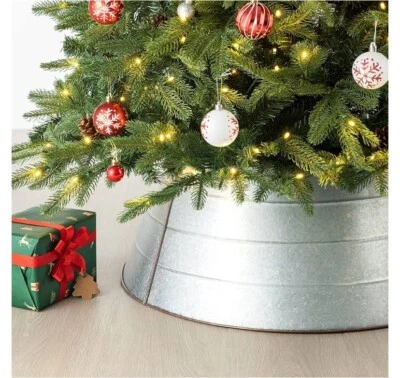 Glitzhome 26"D Galvanized Christmas Tree Collar Ring Metal TreeSkirtHomeDecor@Cr