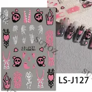 10 Pcs Halloween Nail Stickers Glitter Spider Web Ghost Flame Nail Adhesive Stickers