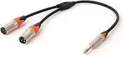 ROBAUN 1PC 6.35MM to Dual XLR Y-Splitter Cable 1/4 Inch TS Jack to 2 XLR Male/Female OFC Shielded Cable for Guitar Amplifier(Z01-D1001MX2-SLOR,0.29m)