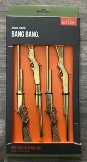 Foster & Rye Shotgun Stir sticks Set Of 4 Gold Plated, Titanium Smooth Finish ￼