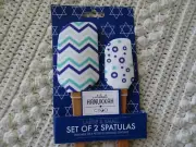 CIROA Christmas HANUKKAH ZIG ZAG & STARS Large & Mini Spatula Set of 2 NWT