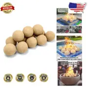 Decorative 12 Pack of 4-Inch Beige Ceramic Fire Balls for Safe Outdoor Use