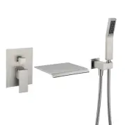 Wall Mount Tub Filler Waterfall Tub Faucet Brushed Nickel Bathtub Faucet Bras...