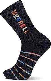[MERRELL] Men's and Women's Rainbow Logo Crew Socks-1 Pair Pack-Eco Polyester and Half Cushion Comfort