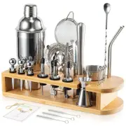 Cocktail Shaker Set Mixology Bartender Kit with Bamboo Stand | 26-Piece Cockt...