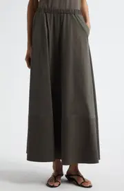 MM by Max Mara Roal Modal & Cotton Maxi Skirt in Dark Green at Nordstrom, Size Small