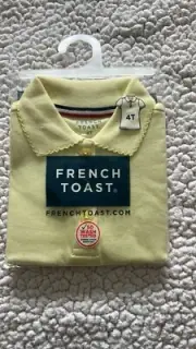 French Toast Girls' Short Sleeve Peter Pan Collar Blouse, Yellow, 4T