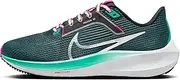 [Nike] Women's W Air Zoom Pegasus 40 Low, Deep Jungle Metallic Silver Black White, 7 US