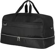 [travelite] Large Travel Bag with Shoulder Strap + Clip-on Function, MIIGO, Sustainable Soft Luggage Weekender Made of Recycled Material, 60 cm, 58 liters, Night Black, One Size, Travel Duffle
