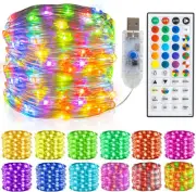 Dazzle Bright 32.8 FT RGB Copper Wire Fairy Lights, 100 LED USB String Lights wi