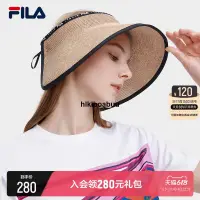 在飛比找露天拍賣優惠-FILA 斐樂空頂帽女2023夏季防曬帽編織帽戶外休閑寬簷遮